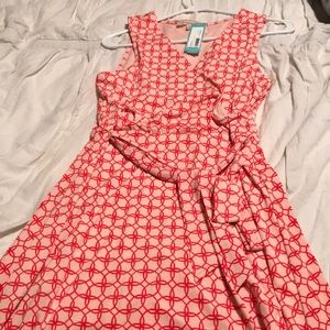 Adorable retro pattern coral dress